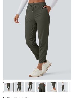 NWT mid rise drawstring quick dry gold tapered pants Large halara
